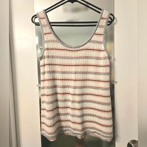 Pink Republic Crochet White and Orange Striped Tank Top